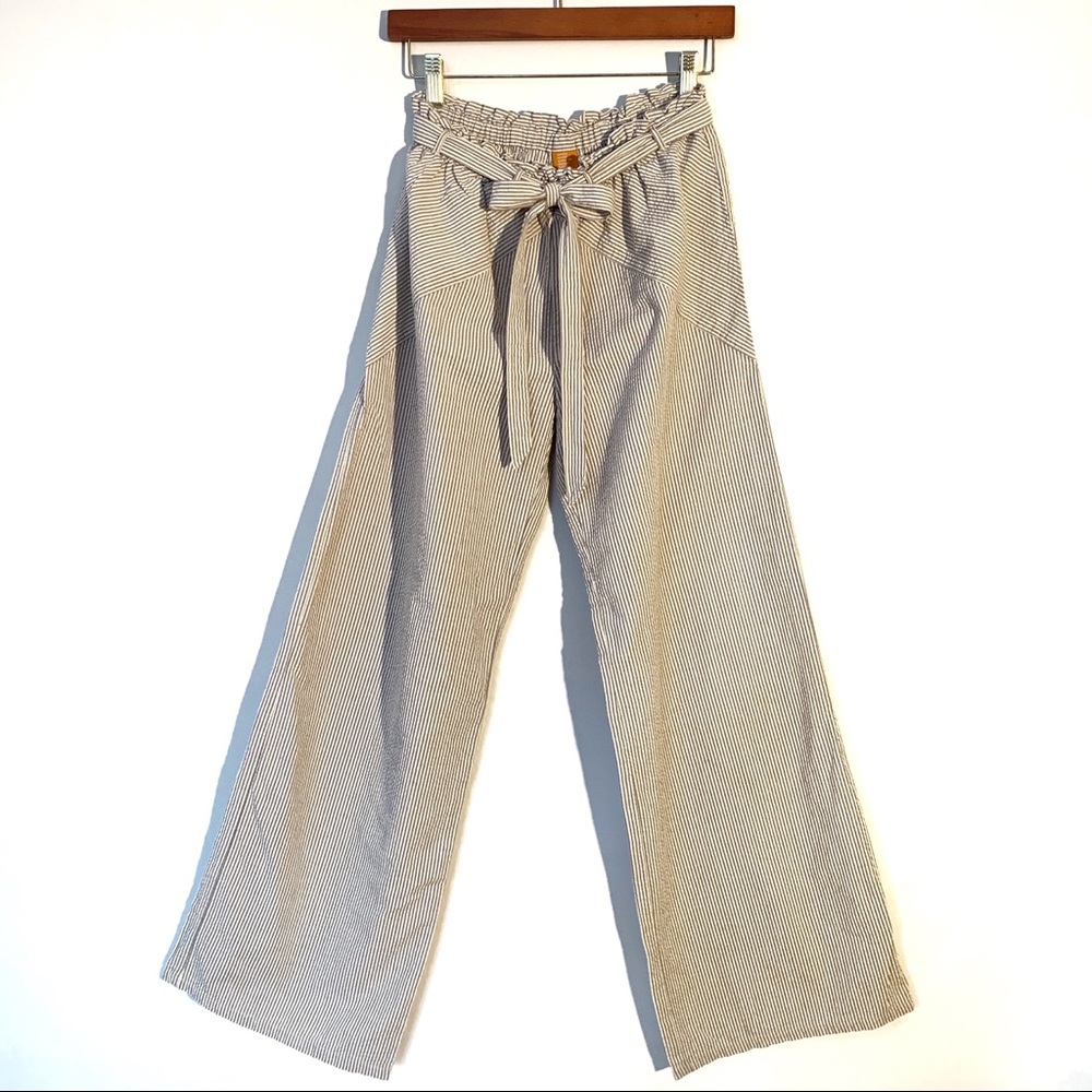 Anthro Saturday Sunday Seersucker Wide Leg Pants